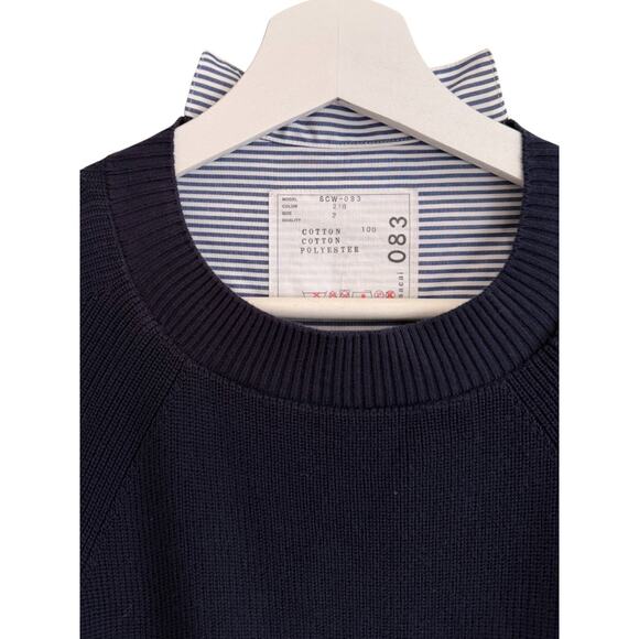 *SOLD* Shirt Dress Striped Cotton Poplin Hybrid Rib Knit Short Sleeve - Picture 6 of 13